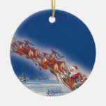 Navidad del vintage, reno del trineo del vuelo de  adorno