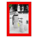 Navidad divertido del muñeco de nieve felicitaciones
