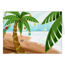 Navidad en la tarjeta de Navidad de la playa