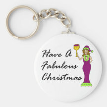 Navidad fabuloso de la diva del vino llavero personalizado