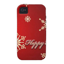 NAVIDAD FELIZ DEL COPO DE NIEVE DEL DÍA DE FIESTA Case-Mate iPhone 4 CARCASA