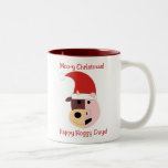 ¡Navidad MOO-y y días felices de Hoggy! Taza
