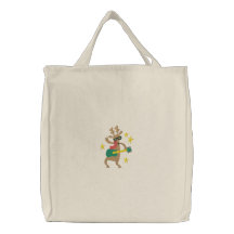 Navidad musical - reno bolsa de mano bordada