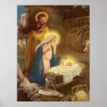 Navidad natividad, bebé Jesús del vintage de Maria Posters