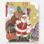 Navidad Papá Noel alegre del vintage con los jugue Tapetes De Ratones