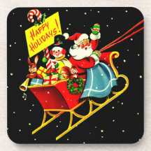 Navidad Papá Noel del vintage y prácticos de costa Posavasos De Bebidas