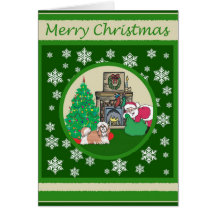 Navidad pasado de moda de Shihtzu Tarjetón