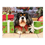 Navidad - perro de aguas de rey Charles arrogante  Postal