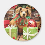 Navidad - perro de patas muy cortas - Heidi Imán Para Frigorifico
