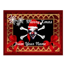 Navidad personalizado cráneo divertido del pirata postal