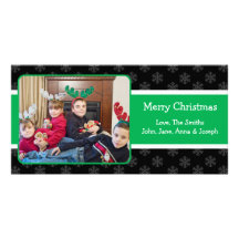 Navidad Photocard (verde/negro) del fondo del copo Tarjetas Personales Con Fotos