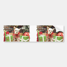 Navidad - Pomeranian X - margarita Etiqueta De Parachoque