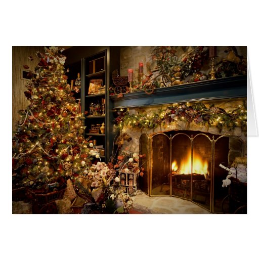 Navidad por la chimenea tarjetón