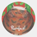 Navidad Pud "Purrfect!" pegatina redondo