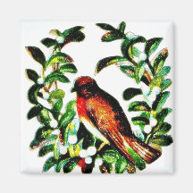 Navidad que saluda con el pájaro imán de nevera