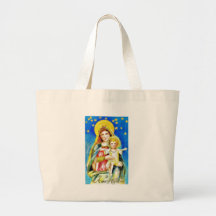 Navidad que saluda con la madre Maria que detiene  Bolsas Lienzo