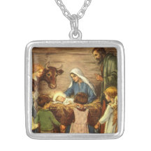 Navidad religioso del vintage, natividad, bebé Jes Pendientes Personalizados