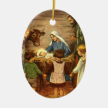 Navidad religioso del vintage, natividad, bebé Jes Ornamento Para Reyes Magos