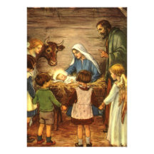 Navidad religioso del vintage, natividad, bebé Jes Comunicado Personal