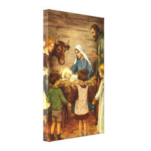 Navidad religioso del vintage, natividad, bebé Jes Lona Envuelta Para Galerías