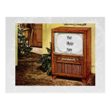 Navidad retro TV de los años 50 Postal