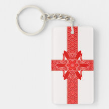 Navidad rojo de la cinta del cordón llavero