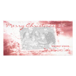 Navidad rojo elegante del copo de nieve de encargo tarjetas fotográficas 