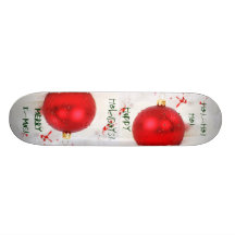 Navidad rojo y blanco buenas fiestas patín personalizado