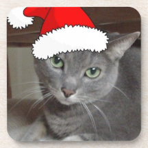 Navidad ruso del gato azul posavasos de bebida