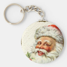 Navidad Santa alegre del vintage Llaveros Personalizados