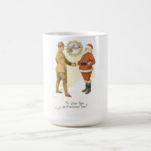 Navidad Santa y taza del soldado