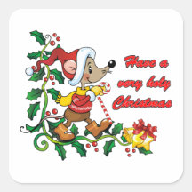 Navidad santo de Mousie Pegatinas Cuadradases Personalizadas