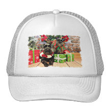 Navidad - Schnauzer - Fergie y Fenway Gorras De Camionero