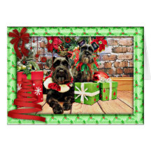 Navidad - Schnauzer - Fergie y Fenway Tarjetas