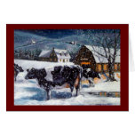 NAVIDAD: VACAS: NIEVE: ARTE: TARJETA