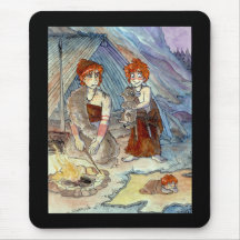 Neanderthals y perrito de lobo Mousepad