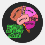 NECESIDADES DIETÉTICAS DEL ZOMBI: ¡Cerebros! Camis Pegatina