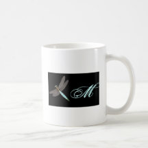 Negocio del monograma de la libélula taza de café