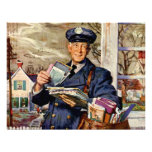 Negocio del vintage, entrega del cartero del carte comunicados personalizados