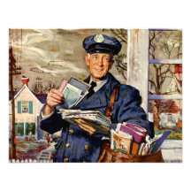 Negocio del vintage, entrega del cartero del carte comunicados personalizados