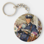 Negocio del vintage, entrega del cartero del carte llavero