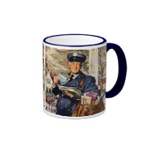 Negocio del vintage, entrega del cartero del carte tazas