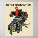 Negocio del vintage, gasolinera del servicio compl impresiones