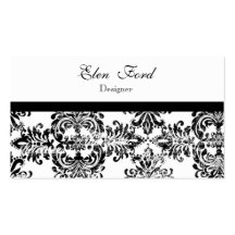 Negocio elegante blanco y negro Cardss del damasco Tarjetas De Negocios