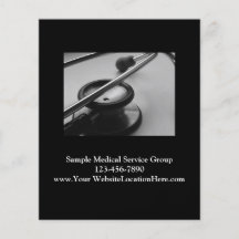 Negocio médico del estetoscopio, blanco y negro tarjetas publicitarias