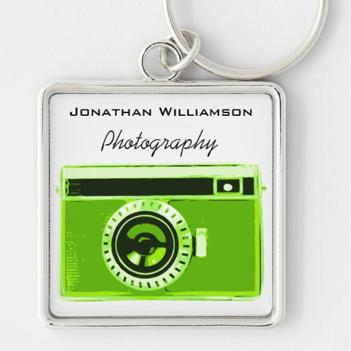 Negocio verde de la fotografía de la cámara llaveros personalizados