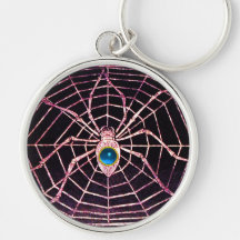 Negro azul del zafiro de la ARAÑA Y del WEB Llaveros Personalizados
