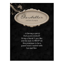 Negro beige de la invitación floral de la postal d