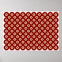 Negro blanco anaranjado rojo de los ojos del arte  poster