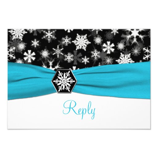 Negro, blanco, copos de nieve de la aguamarina que invitaciones ...
